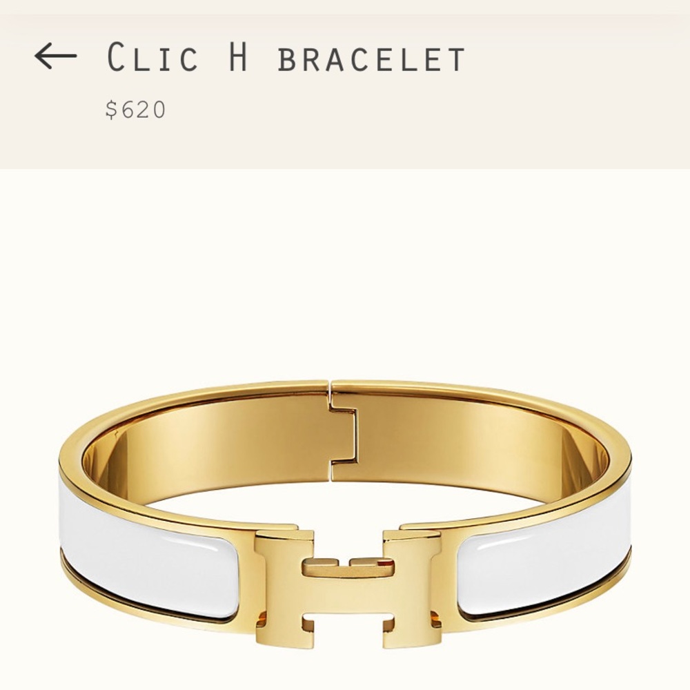 Hermès Clic H bracelet in white and yellow gold